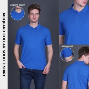 Jacquard Collar Solid T-Shirt Cobalt