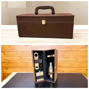 Premium Leather Travel Bar Case Set