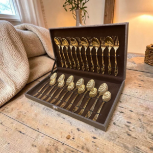 Luxury Gold Finish Cutlery Set with Storage Case