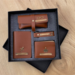 Classic Brown Leather Accessories Gift Set (Wallet Combo)