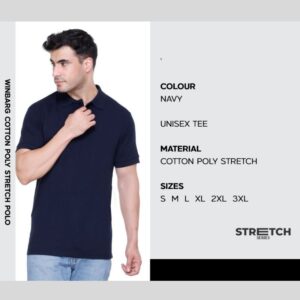 Cotton Poly Stretch Polo Navy