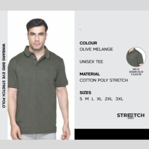 Bird Eye Stretch Polo Olive Melange