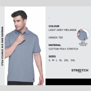 Bird Eye Stretch Polo Light Grey Melange