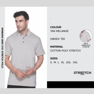 Bird Eye Stretch Polo Tan Melange